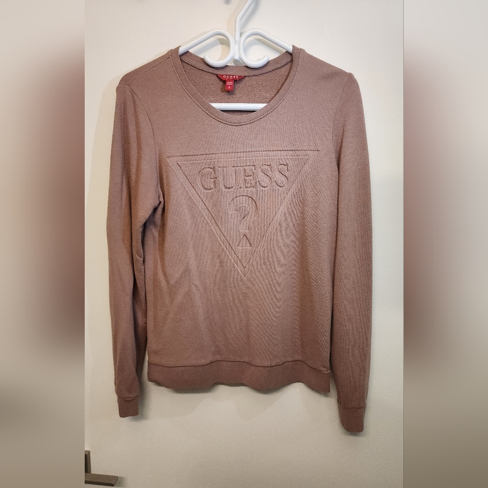 Guess Women's Mauve Logo Long Sleeve Top